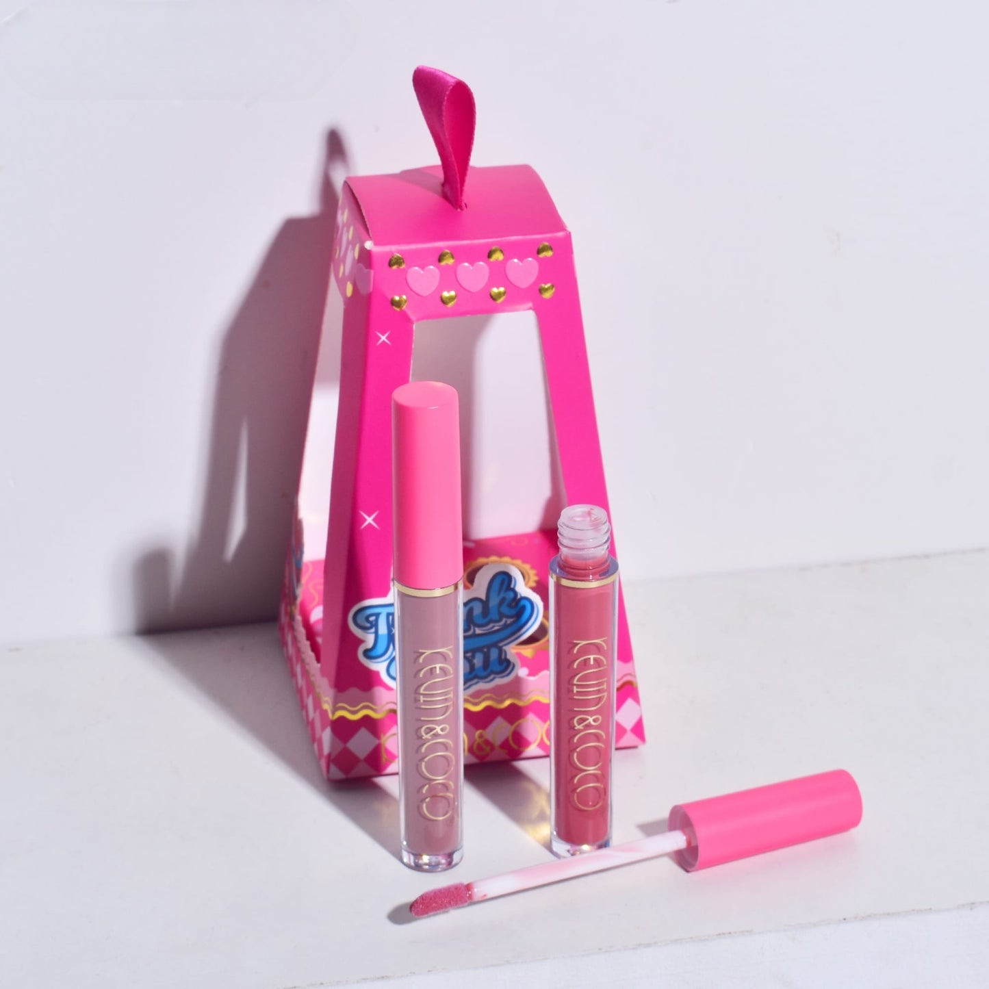 Set de Buze, KEVIN & COCO, Cloud Bubble, 4 Lip Gloss-uri, 15.1 x 8.1 x 2 cm, Roz/Nude