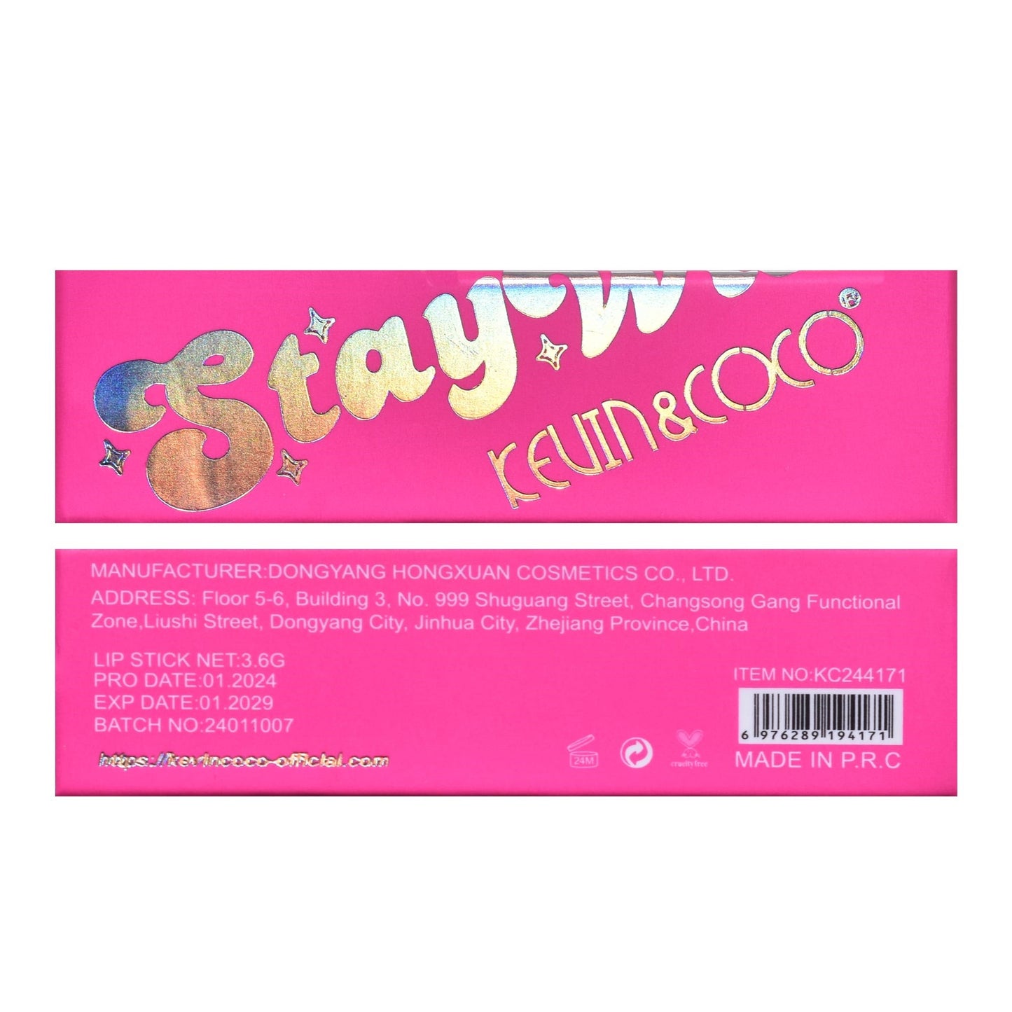 Set 4 Bucati Ruj de Buze, KEVIN & COCO, Stay Wild, Lip Stick, 8 x 2.3 x 2.3 cm
