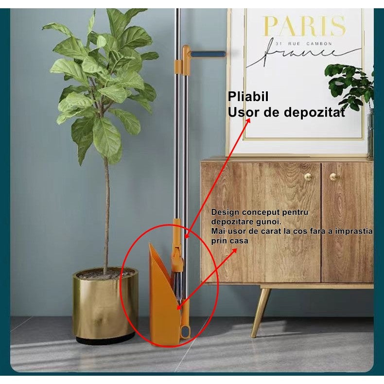 Set Matura si Faras cu Coada Detasabila, selexmo, cu Dinti de Pieptene pentru Curatare Matura, rotativ, pliabil, Otel inoxidabil si Polipropilena, portocaliu