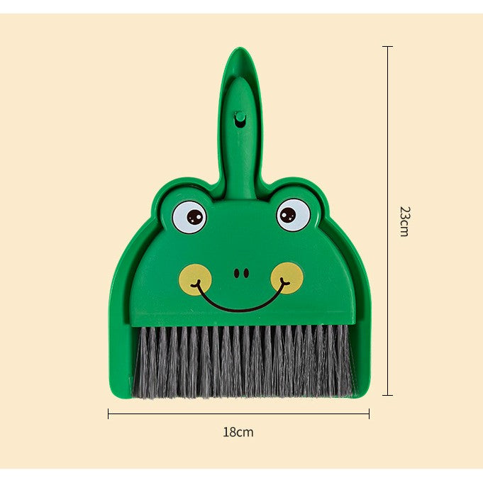 Set Mini Matura si Faras, selexmo, LITTLE CLEANER, Uz Casnic, pentru Birou, Bucatarie, Casa, Model Broscuta, 23 x 18 cm, Verde