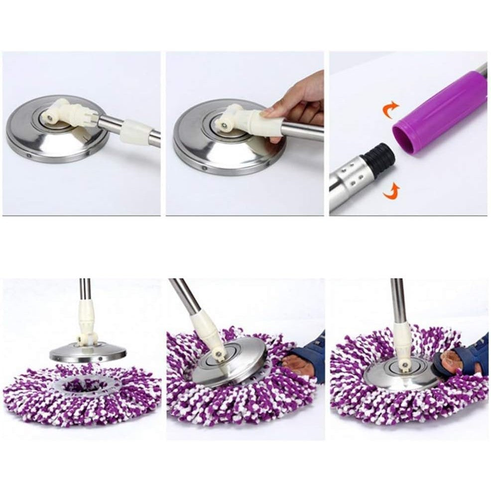 Set mop rotativ cu galeata selexmo, material plastic si microfibra, rezistent, cu dop scurgere, vas detasabil, pentru interior, capacitate 8 l, negru/rosu