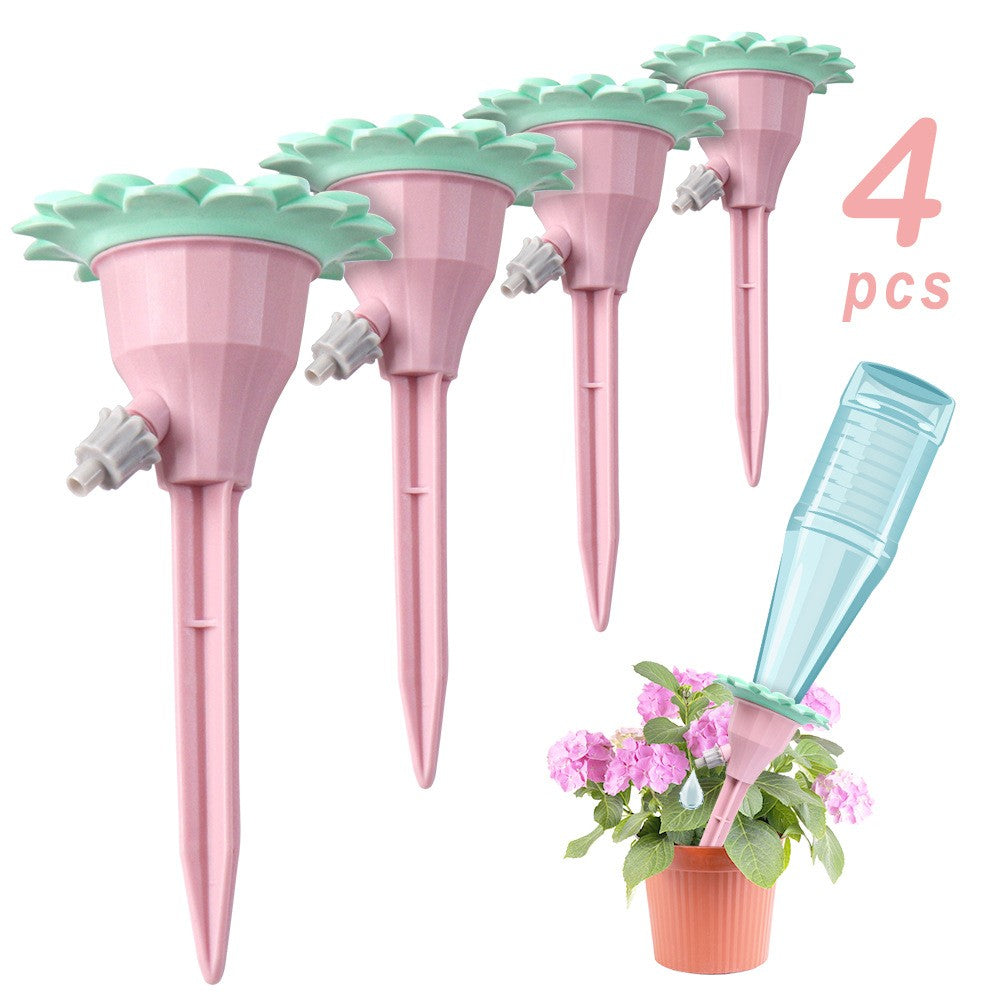 Set picuratoare cu valva pentru irigare selexmo, design floare, viteza reglabila, fixare prin infigere, practic, 16.8 x 9 cm, roz