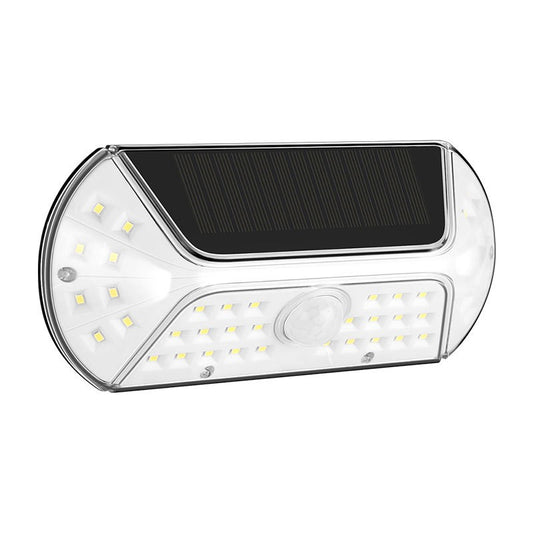 Aplica solara LED SMD pentru perete Selexmo, cu senzor de miscare, dreptunghiulara, IP44, luminozitate mare 40 LED-uri, 3.7V, 1200mah, autonomie 8 ore, 19.2 x 8.9 cm, alb rece