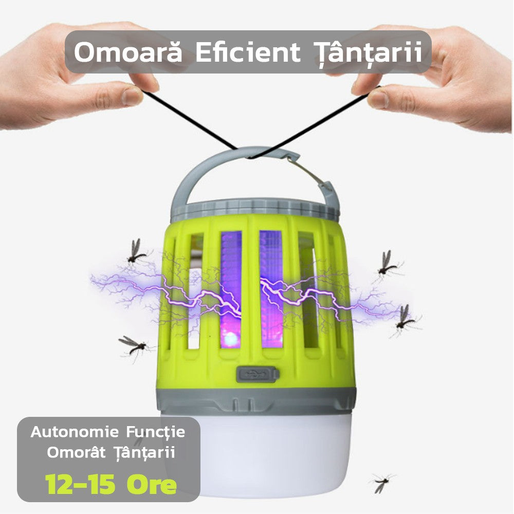LAMPĂ UV ANTIINSECTE, ANTI MUSTE, ANTI TANTARI, CU ACUMULATOR REINCARCABIL PRIN USB, PORTABIL, 3.7 V, 200 LUMENI, 8.5 X 13.3 CM, VERDE