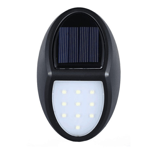 Aplica solara LED pentru perete Selexmo, in forma ovala, 10 LED-uri, lumina puternica, IP65, 12 x 7.5 cm, 1.2 V, 300 mAh, autonomie 8-10 ore, alb rece