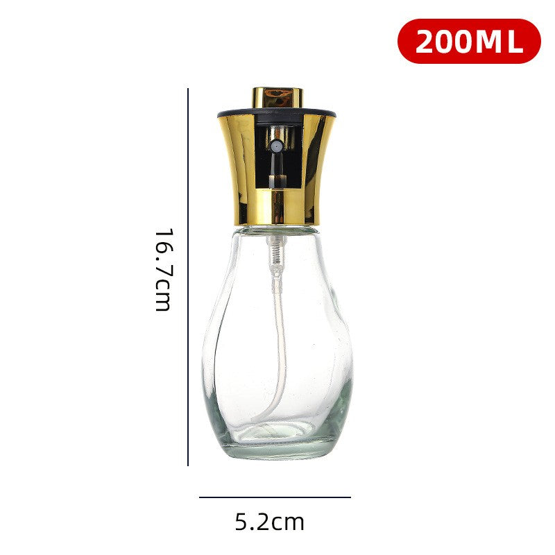 Sticla de ulei cu Pulverizator, selexmo, Sticla pentru Lichide de Bucatarie, Otet, Sos, 16.7 x 5.2 cm, Volum 200 ml, Gold