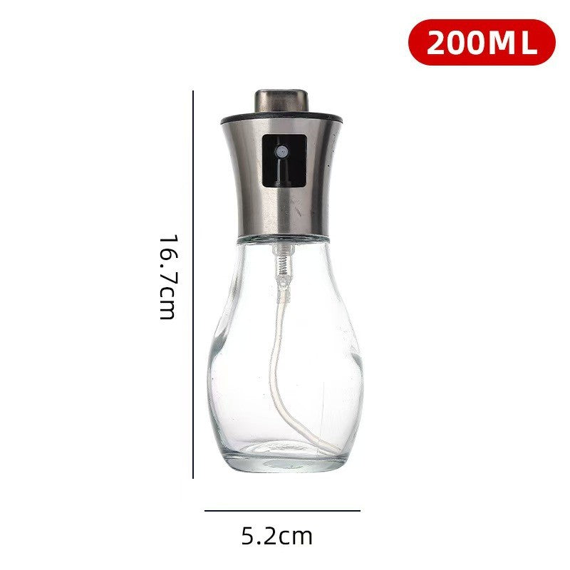 Sticla de ulei cu Pulverizator, selexmo, Sticla pentru Lichide de Bucatarie, Otet, Sos, 16.7 x 5.2 cm, Volum 200 ml, Gri
