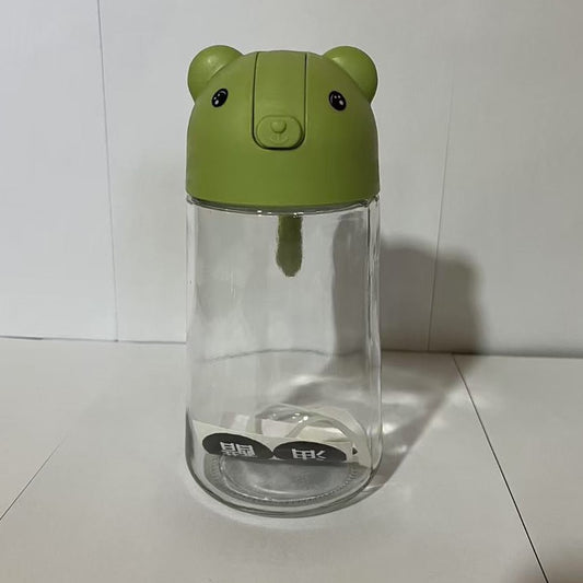 Recipient de ulei, selexmo, Model Ursulet, Sticla pentru Lichide de Bucatarie, Inchidere Deschidere Automata, 18.5 x 13 cm, Volum 630 ml, Verde