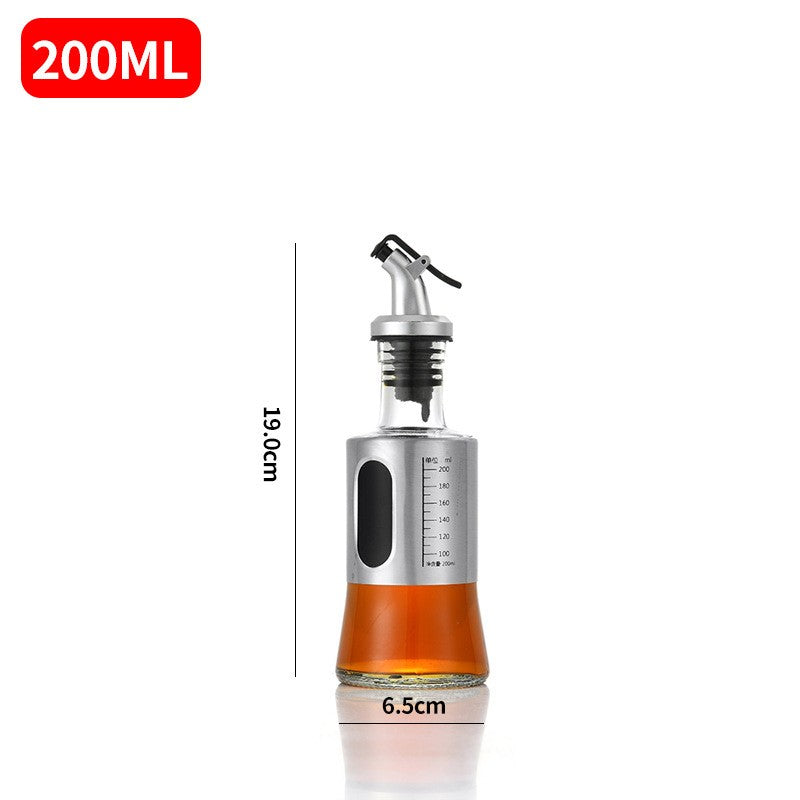 Sticla de ulei, selexmo, Sticla de Ulei din Otel Inoxidabil, Sticla pentru Lichide de Bucatarie, Sticla pentru Lichide de Gatit, 19 x 6.5 cm, volum 200 ml, Gri Transparent