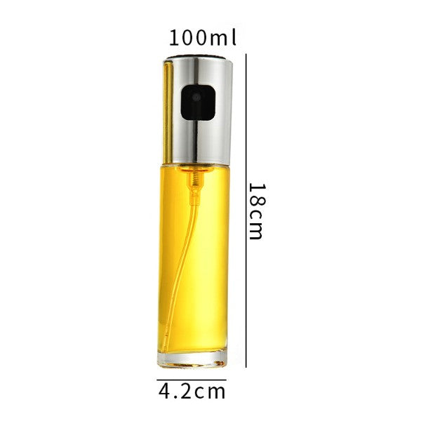Sticla Pulverizator pentru Bucatariei, selexmo, Spray pentru Gratar, din Sticla cu Capac din Inox, 18 x 4.2 cm, volum 100 ml, Trasnparenta cu Capac Gri