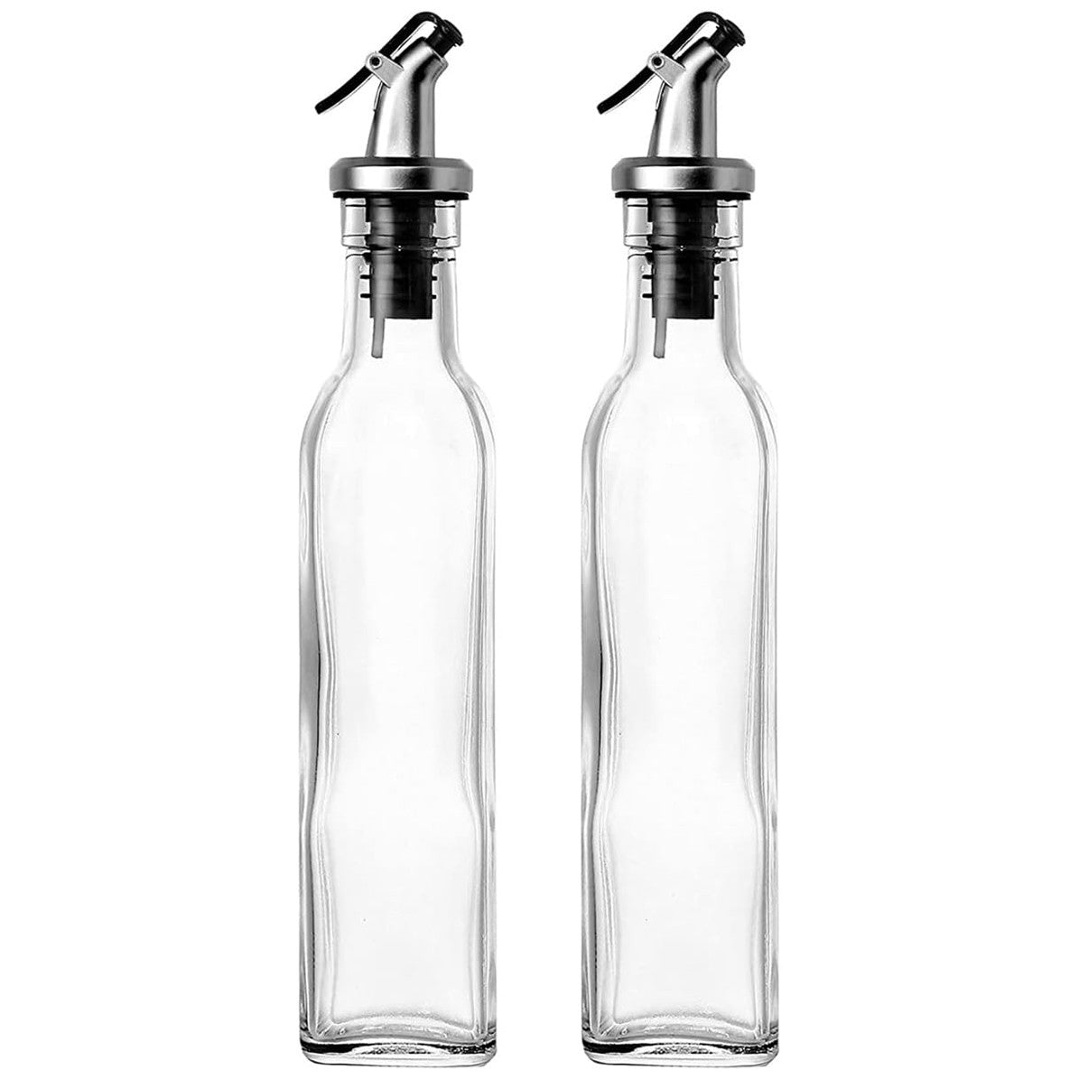 Sticle si Borcane de Ulei de Masline, selexmo, Dozator Set 4 Bucati, 2 Sticle cu Dispenser 500 ml/buc, 2 Borcane pentru Condimente cu Capac si Lingura 120ml/buc, Transparent