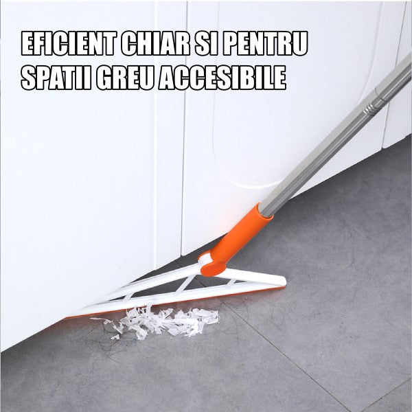 Mop Multifunctional, Portocaliu, cu Racleta din Silicon, Maner Telescopic, Curatarea Eficienta a Tuturor Suprafetelor