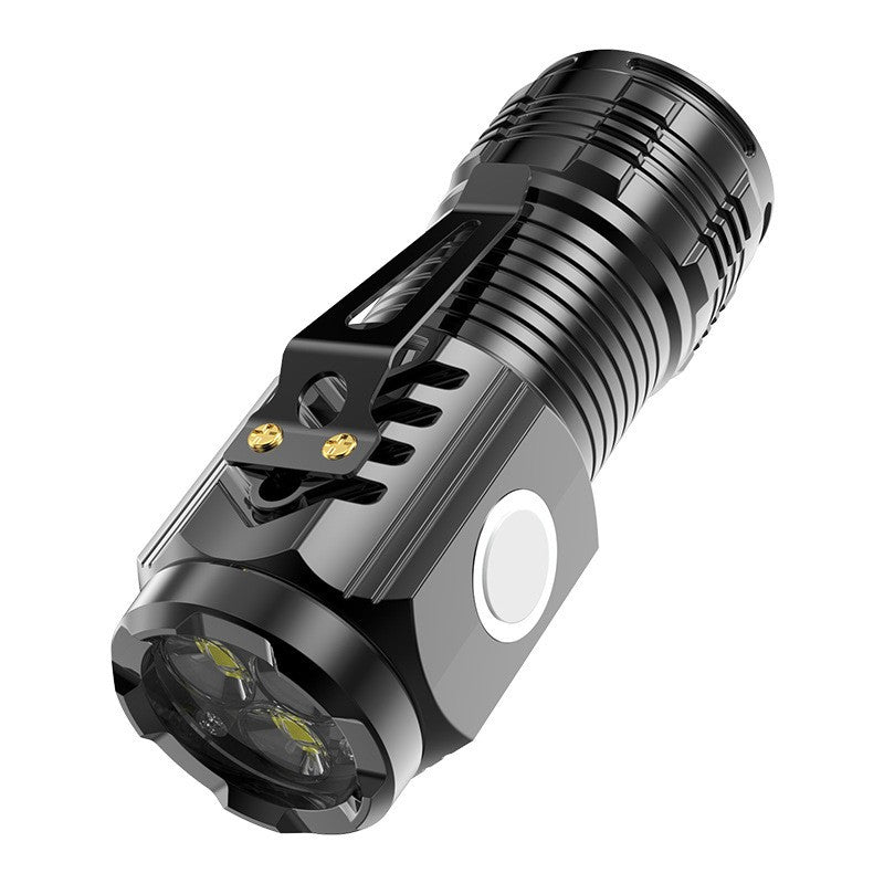 Lanternă cu trei ochi, super strălucitoare, mini lanternă, Clema magnetică puternică, ABS, cu clemă pentru stilou