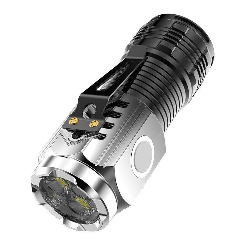 Lanternă cu trei ochi, super strălucitoare, mini lanternă, Clema magnetică puternică, ABS, cu clemă pentru stilou