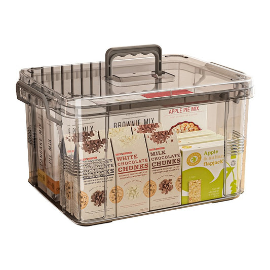 Cutie De Depozitare, selexmo, Tip Valiza, pentru Alimente, Jucarii, Accesorii, Transparent-Gri, Marime M, 31.5x23x19 cm