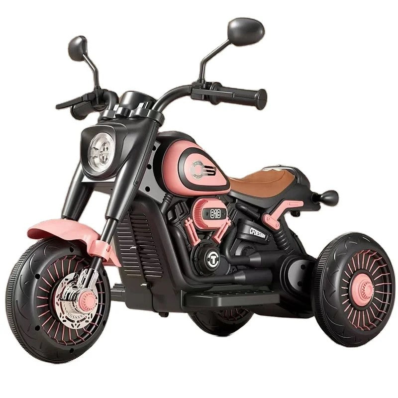 Tricicleta Electrica pentru Copii, Tricicleta DUAL-DRIVE 380*2 Baterie 6V 4.5, Bluetooth, Telecomanda, Sistem Anti-Rasturnare, Sistem de Lumini si Sunet, 5+ Ani, 80 x 60 x 42 cm, Roz Negru