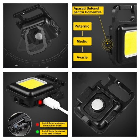 Lanterna de buzunar tip breloc, incarcare prin usb Type C