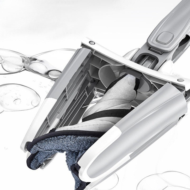 Mop Plat, selexmo, cu Sistem de Stoarcere, 2 Lavete Incluse, Lungime Telescopica 140 cm, Argintiu