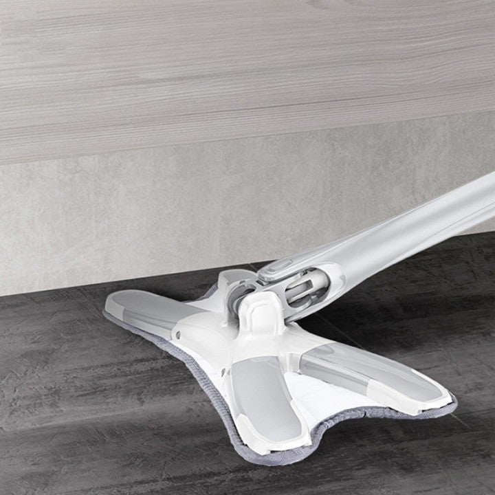 Set Mop Plat + Galeata, selexmo, cu Sistem de Stoargere, Lungime Telescopica 140 cm, Argintiu/Galben