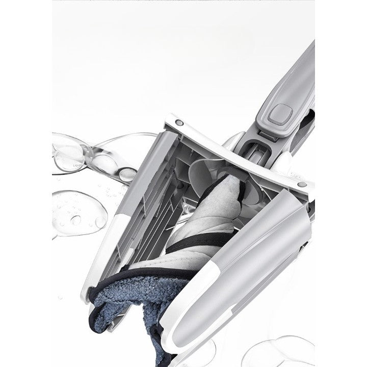 Mop Plat, selexmo, cu Sistem de Stoarcere, 4 Lavete Incluse, Lungime Telescopica 140 cm, Argintiu