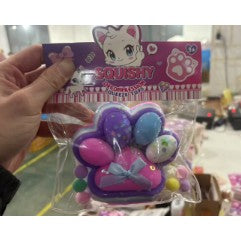 Jucarie Antistres Squishy, selexmo, cu Revenire Lenta, Squeeze Pinch Family, Model Cat Paw, 12.5x10.5 cm, 220g, Ambalaj Transparent, Model 1, Multicolor