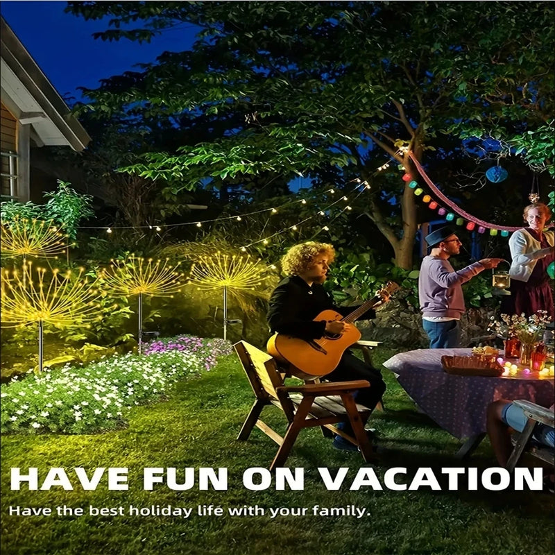 Lampa Solara, Decor Gradina, Model Fireworks/Artificii, din Sarma de Cupru, 120 LED-uri, 55W, 90 cm
