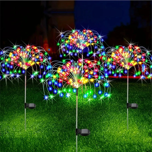 Lampa Solara, Decor Gradina, Model Fireworks/Artificii, din Sarma de Cupru, 120 LED-uri, 55W, 90 cm