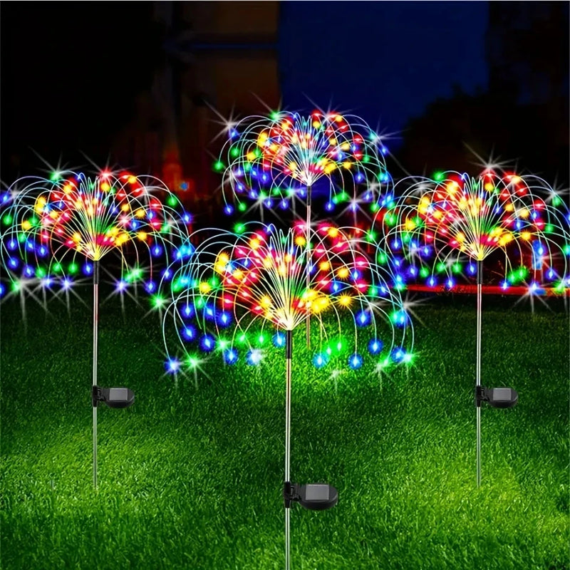 Lampa Solara, Decor Gradina, Model Fireworks/Artificii, din Sarma de Cupru, 120 LED-uri, 55W, 90 cm
