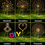 Lampa Solara, Decor Gradina, Model Fireworks/Artificii, din Sarma de Cupru, 120 LED-uri, 55W, 90 cm