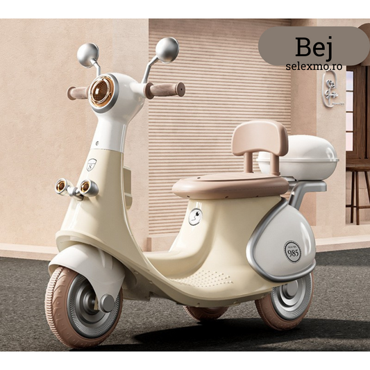 Motocicleta Electrica 3 Roti, Acumulatori Inclusi, Control Bluetooth, Telecomanda, Sistem Anti-Rasturnare, Sistem de Iluminare, Sistem Sonorizare, Varsta 3-8 Ani