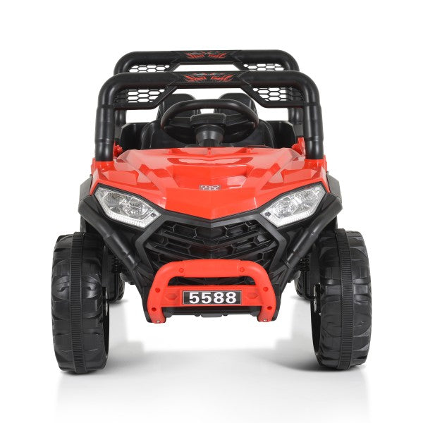 Masinuta Electrica, pe 4 Roti, Tip Jeep, cu Telecomanda Bluetooth, 2 Usi,cu Acumulator, Sistem Anti-Rasturnare, Sistem de Lumini si Sunet, 2-8 Ani, 100 x 61 x 62 cm, Rosu