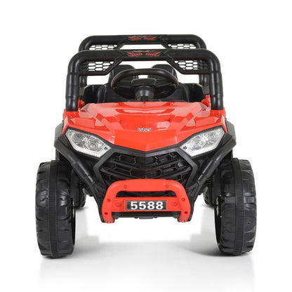 Masinuta Electrica, pe 4 Roti, Tip Jeep, cu Telecomanda Bluetooth, 2 Usi,cu Acumulator, Sistem Anti-Rasturnare, Sistem de Lumini si Sunet, 2-8 Ani, 100 x 61 x 62 cm, Rosu
