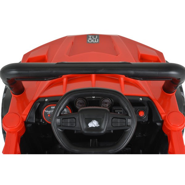 Masinuta Electrica, pe 4 Roti, Tip Jeep, cu Telecomanda Bluetooth, 2 Usi,cu Acumulator, Sistem Anti-Rasturnare, Sistem de Lumini si Sunet, 2-8 Ani, 100 x 61 x 62 cm, Rosu