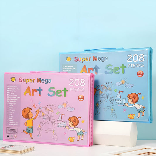 Set pentru Pictura si Desen , Cutie pentru Depozitare si Organizare, 208 Piese