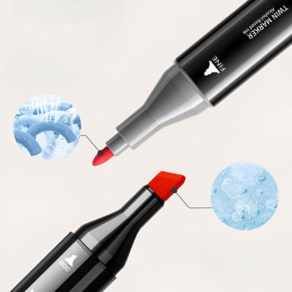 Set Markere cu Varf Dublu, Culori Intense, Geanta de Depozitare, Multicolor