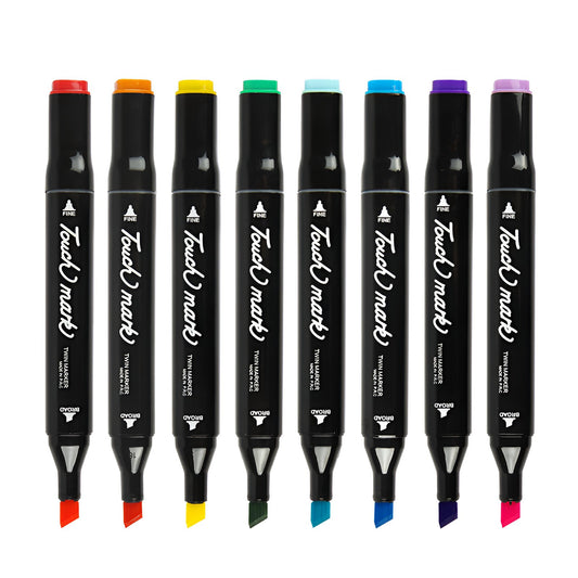 Set Markere cu Varf Dublu, Culori Intense, Geanta de Depozitare, Multicolor