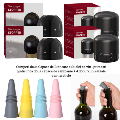 Capac de Etansare a Sticlei de Vin, Rotativ, On-Off, Silicon, Reutilizabil
