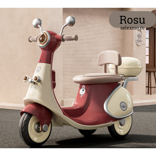 Motocicleta Electrica 3 Roti, Acumulatori Inclusi, Control Bluetooth, Telecomanda, Sistem Anti-Rasturnare, Sistem de Iluminare, Sistem Sonorizare, Varsta 3-8 Ani