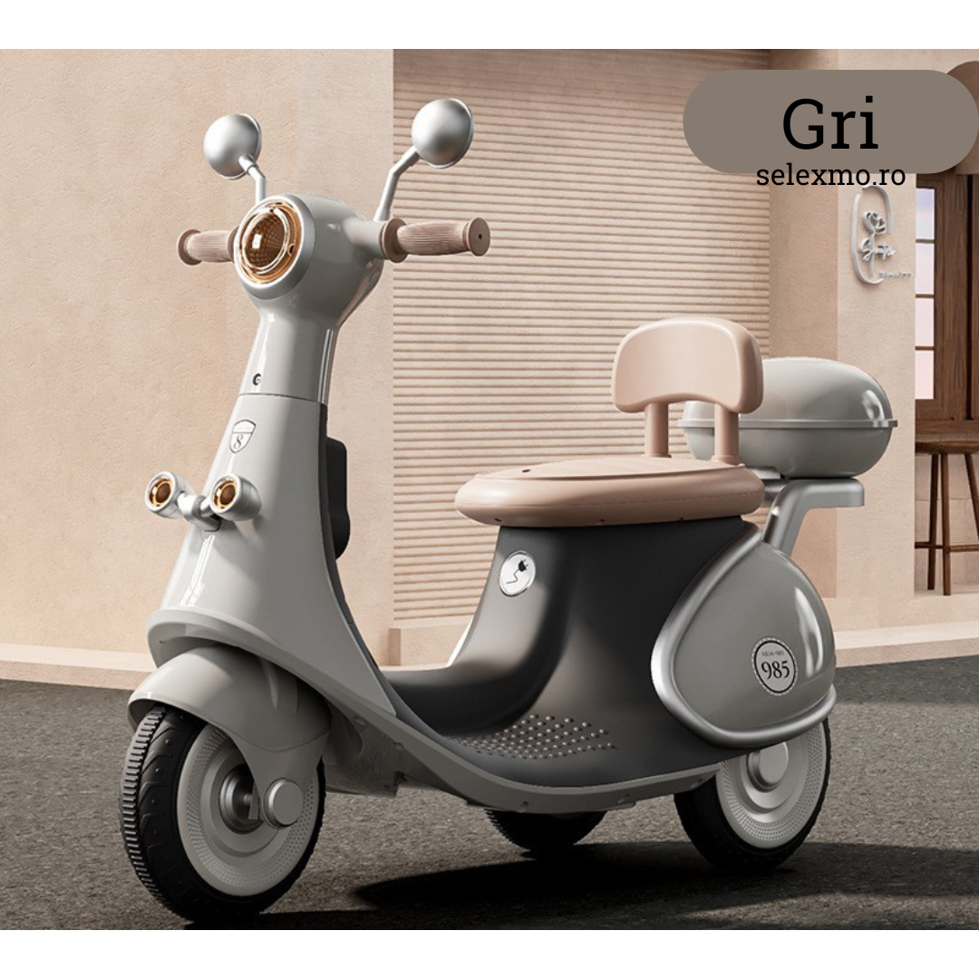 Motocicleta Electrica 3 Roti, Acumulatori Inclusi, Control Bluetooth, Telecomanda, Sistem Anti-Rasturnare, Sistem de Iluminare, Sistem Sonorizare, Varsta 3-8 Ani
