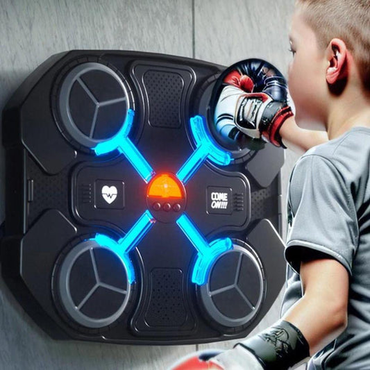 Aparat de box cu muzica, montare pe perete, lumini interactive, pentru antrenament si distractie in familie
