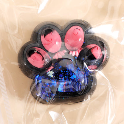 Jucarie Antistres Squishy, selexmo, cu Revenire Lenta, Squeeze Pinch Family, Model Cat Paw, 6.5 x 6 cm, din Tpr, 4-6 Ani, Model 1 Pestisori, Negru cu Insertii