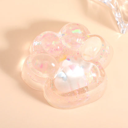 Jucarie Antistres Squishy, selexmo, cu Revenire Lenta, Squeeze Pinch Family, Model Cat Paw, 6.5 x 7 cm, din Tpr, 4-6 Ani, Model 1 Figurina, Transparent