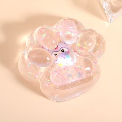 Jucarie Antistres Squishy, selexmo, cu Revenire Lenta, Squeeze Pinch Family, Model Cat Paw, 6.5 x 7 cm, din Tpr, 4-6 Ani, Model 1 Figurina, Transparent
