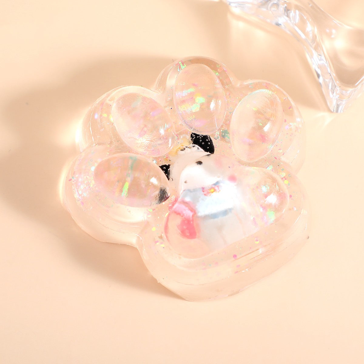 Jucarie Antistres Squishy, selexmo, cu Revenire Lenta, Squeeze Pinch Family, Model Cat Paw, 6.5 x 7 cm, din Tpr, 4-6 Ani, Model 1 Figurina, Transparent