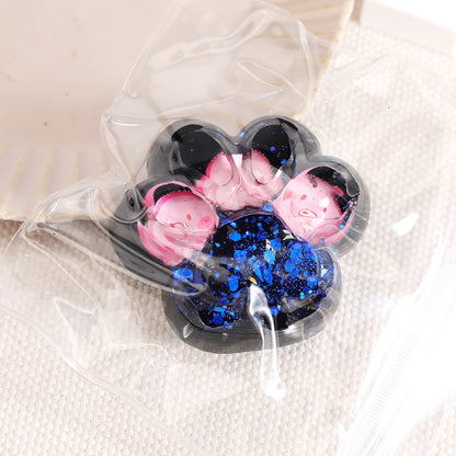 Jucarie Antistres Squishy, selexmo, cu Revenire Lenta, Squeeze Pinch Family, Model Cat Paw, 6.5 x 6 cm, din Tpr, 4-6 Ani, Model 5 Meduze, Negru cu Insertii