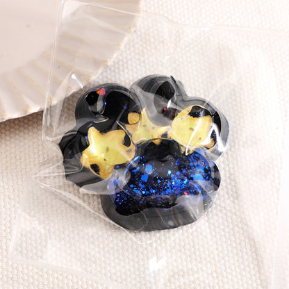 Jucarie Antistres Squishy, selexmo, cu Revenire Lenta, Squeeze Pinch Family, Model Cat Paw, 6.5 x 6 cm, din Tpr, 4-6 Ani, Model 5 Meduze, Negru cu Insertii