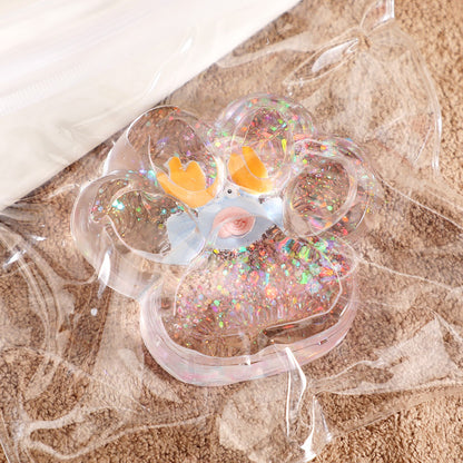 Jucarie Antistres Squishy, selexmo, cu Revenire Lenta, Squeeze Pinch Family, Model Cat Paw, 6.5 x 7 cm, din Tpr, 4-6 Ani, Model 6 Ocean, Transparent