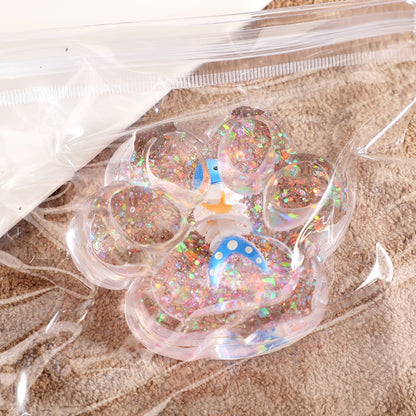 Jucarie Antistres Squishy, selexmo, cu Revenire Lenta, Squeeze Pinch Family, Model Cat Paw, 6.5 x 7 cm, din Tpr, 4-6 Ani, Model 6 Ocean, Transparent