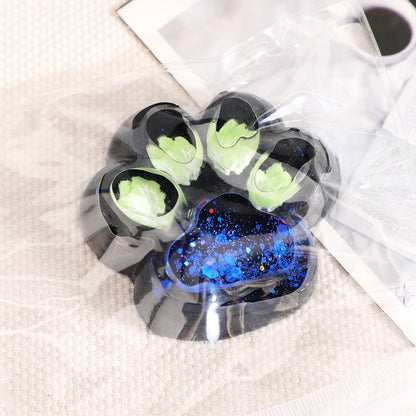 Jucarie Antistres Squishy, selexmo, cu Revenire Lenta, Squeeze Pinch Family, Model Cat Paw, 6.5 x 6 cm, din Tpr, 4-6 Ani, Model 4 Legume, Negru cu Insertii