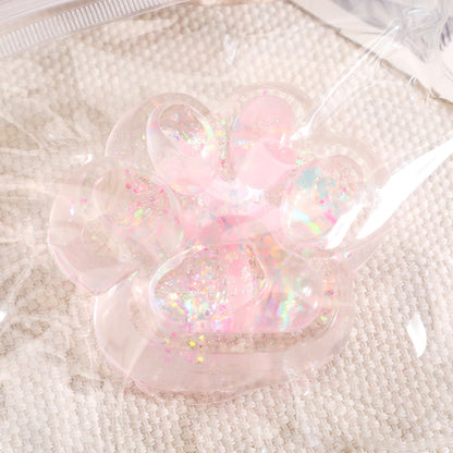 Jucarie Antistres Squishy, selexmo, cu Revenire Lenta, Squeeze Pinch Family, Model Cat Paw, 6.5 x 7 cm, din Tpr, 4-6 Ani, Model 2 Flori, Transparent